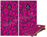 Cornhole Game Board Vinyl Skin Wrap Kit - Premium Laminated - Scattered Skulls Hot Pink fits 24x48 game boards (GAMEBOARDS NOT INCLUDED)