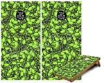 Cornhole Game Board Vinyl Skin Wrap Kit - Premium Laminated - Scattered Skulls Neon Green fits 24x48 game boards (GAMEBOARDS NOT INCLUDED)