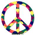 Brushed Cirlces Multi Dark - Peace Sign Car Window Decal 6 x 6 inches