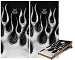 Cornhole Game Board Vinyl Skin Wrap Kit - Metal Flames Chrome fits 24x48 game boards (GAMEBOARDS NOT INCLUDED)