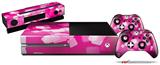 Bokeh Squared Hot Pink - Holiday Bundle Decal Style Skin fits XBOX One Console Original, Kinect and 2 Controllers (XBOX SYSTEM NOT INCLUDED)