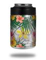 Skin Decal Wrap for Yeti Colster, Ozark Trail and RTIC Can Coolers - Beach Flowers 02 White (COOLER NOT INCLUDED)