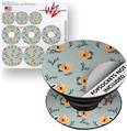 Decal Style Vinyl Skin Wrap 3 Pack for PopSockets Poppy Orange Light Blue (POPSOCKET NOT INCLUDED)