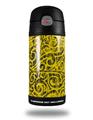 Skin Decal Wrap for Thermos Funtainer 12oz Bottle Folder Doodles Yellow (BOTTLE NOT INCLUDED) by WraptorSkinz