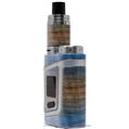 Skin Decal Wrap for Smok AL85 Alien Baby Exotic Wood Pommele Sapele Burst Neon Blue VAPE NOT INCLUDED