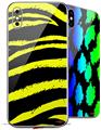 2 Decal style Skin Wraps set for Apple iPhone X and XS Zebra Yellow