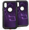 2x Decal style Skin Wrap Set compatible with Otterbox Defender iPhone X and Xs Case - Bokeh Music Purple (CASE NOT INCLUDED)