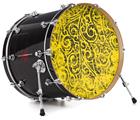 Decal Skin works with most 24" Bass Kick Drum Heads Folder Doodles Yellow - DRUM HEAD NOT INCLUDED