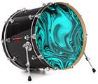 Decal Skin works with most 24" Bass Kick Drum Heads Liquid Metal Chrome Neon Teal - DRUM HEAD NOT INCLUDED