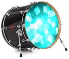 Decal Skin works with most 26" Bass Kick Drum Heads Bokeh Squared Neon Teal - DRUM HEAD NOT INCLUDED