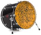 Decal Skin works with most 26" Bass Kick Drum Heads Folder Doodles Orange - DRUM HEAD NOT INCLUDED