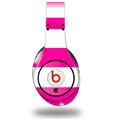 WraptorSkinz Skin Decal Wrap compatible with Beats Studio (Original) Headphones Psycho Stripes Hot Pink and White Skin Only (HEADPHONES NOT INCLUDED)