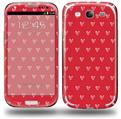 Hearts Red On White - Decal Style Skin (fits Samsung Galaxy S III S3)
